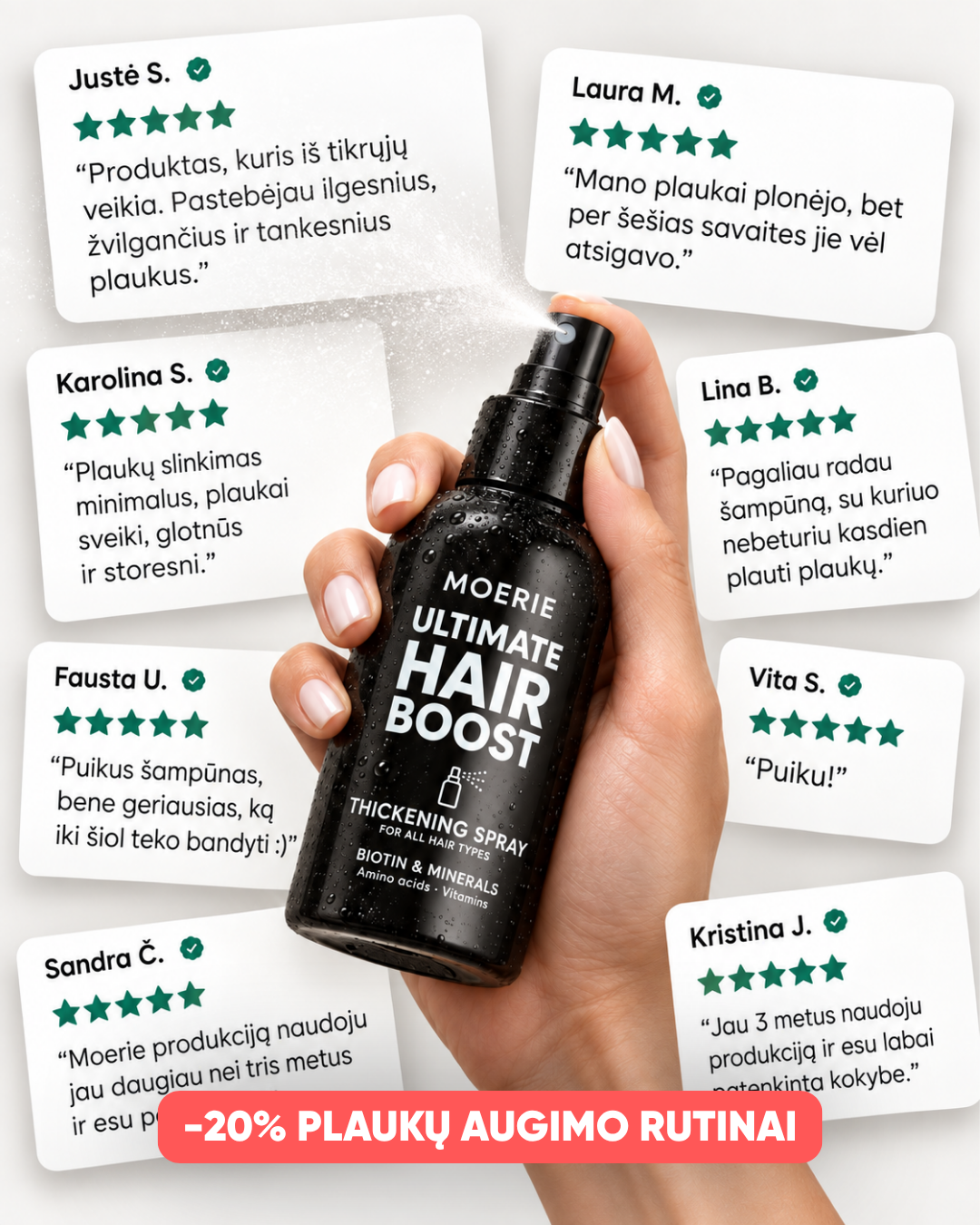 Moérie Beauty Facebook ad: -20% Visiems Produktams