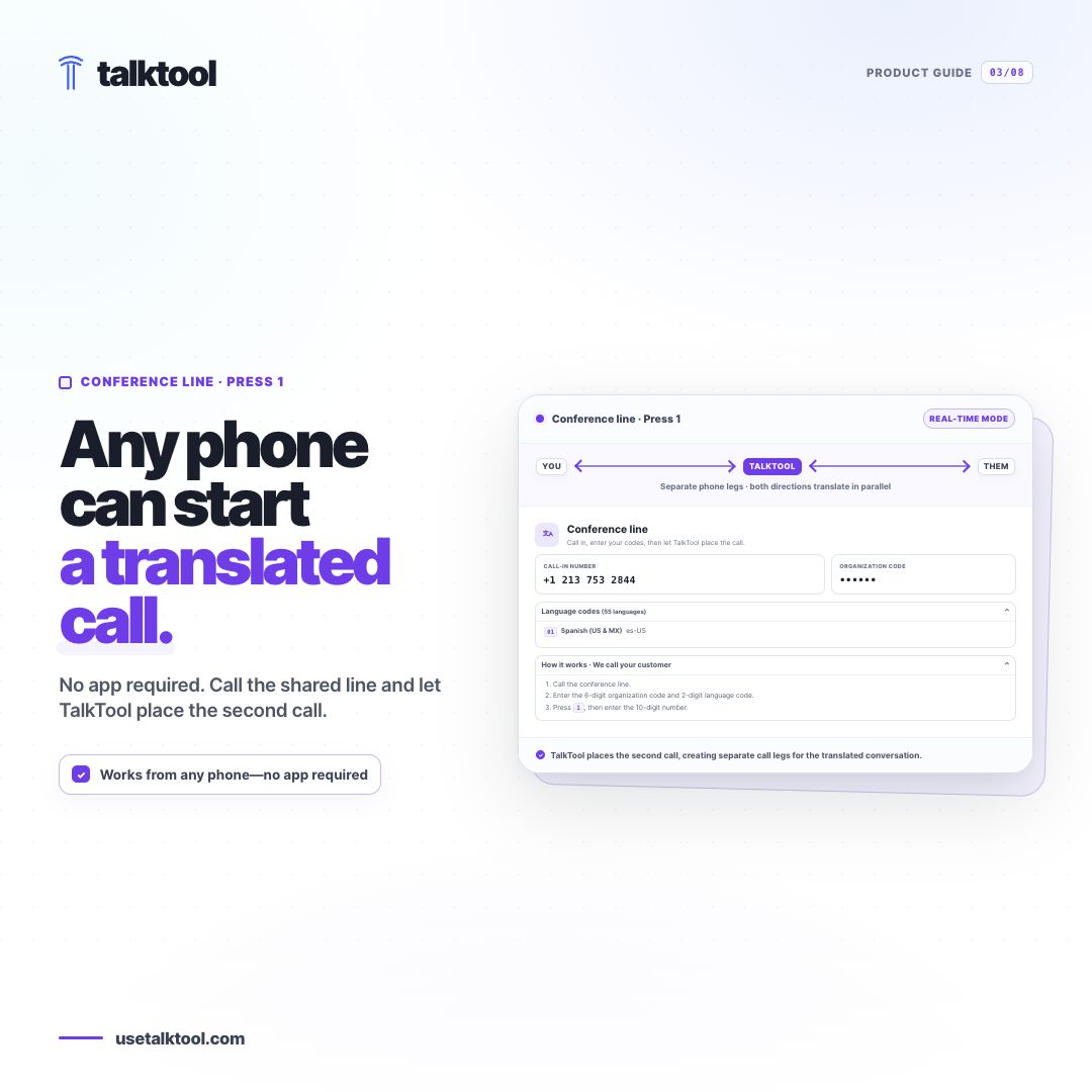 TalkTool - Real-Time Call Translations Facebook ad: AI Phone Call Translation for Businesses | TalkTool