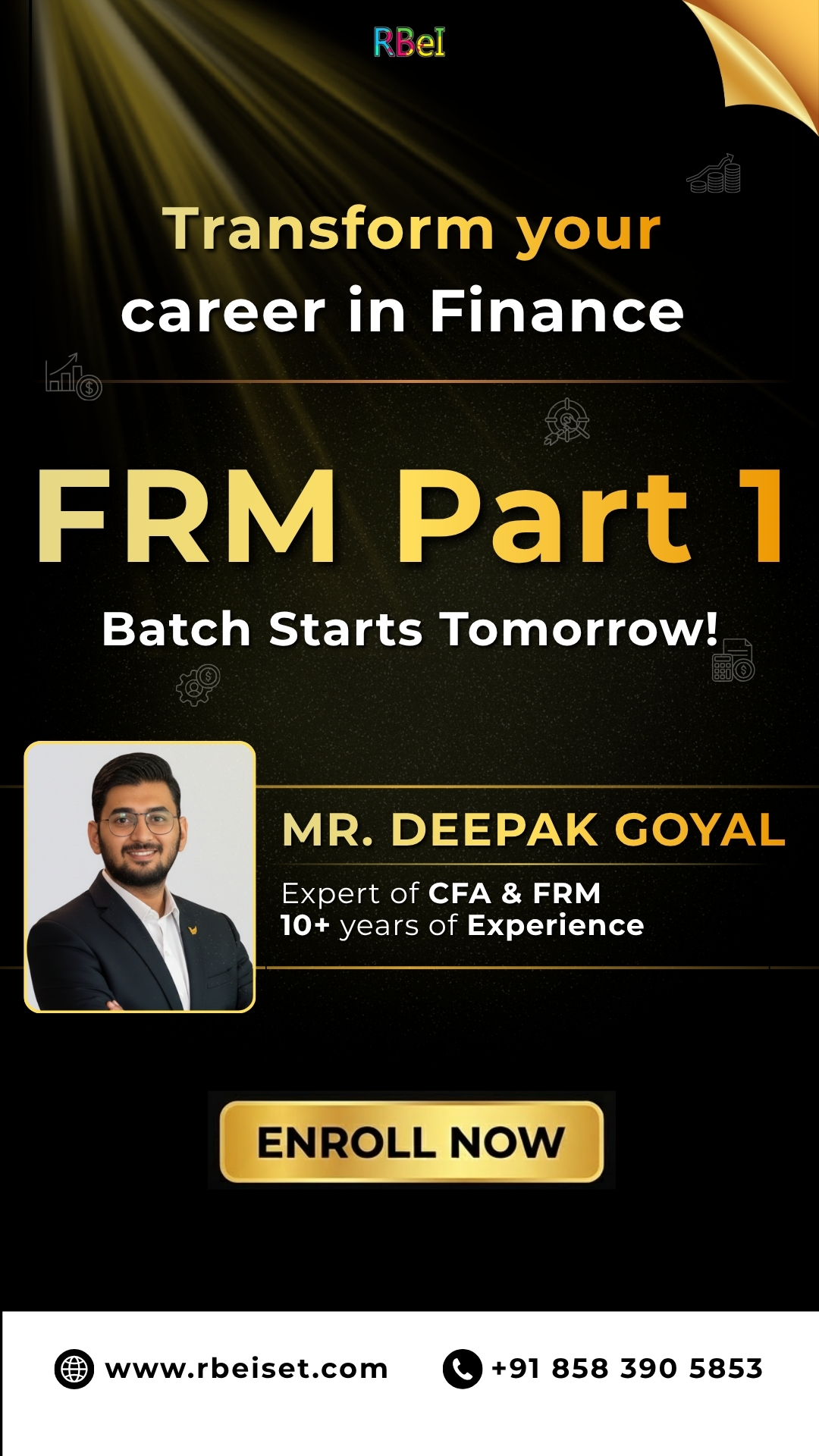 RBei Classes - CFA / FRM / SCR Coaching Facebook ad from Apr 7, 2026
