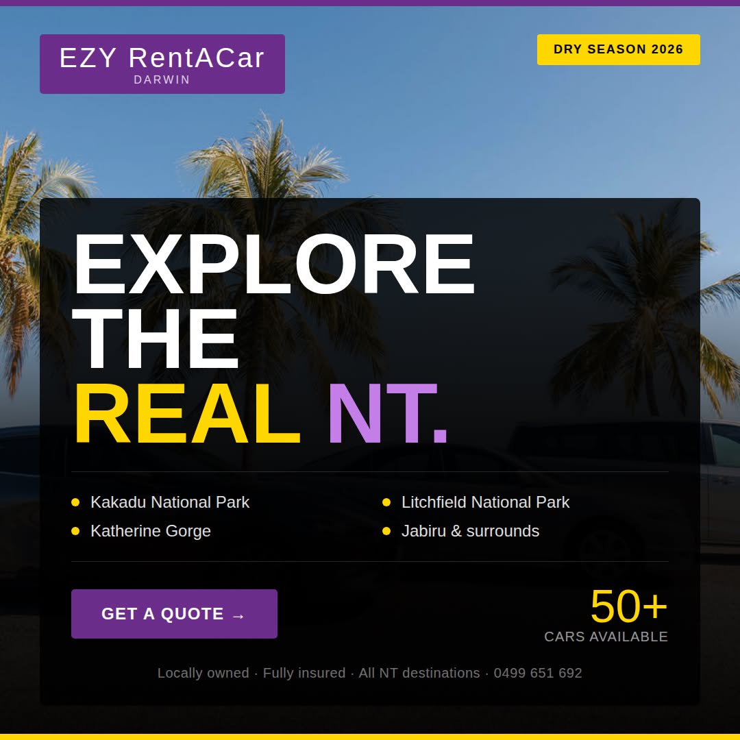 Ezy RentaCar Darwin Facebook ad: Explore the Top End now!