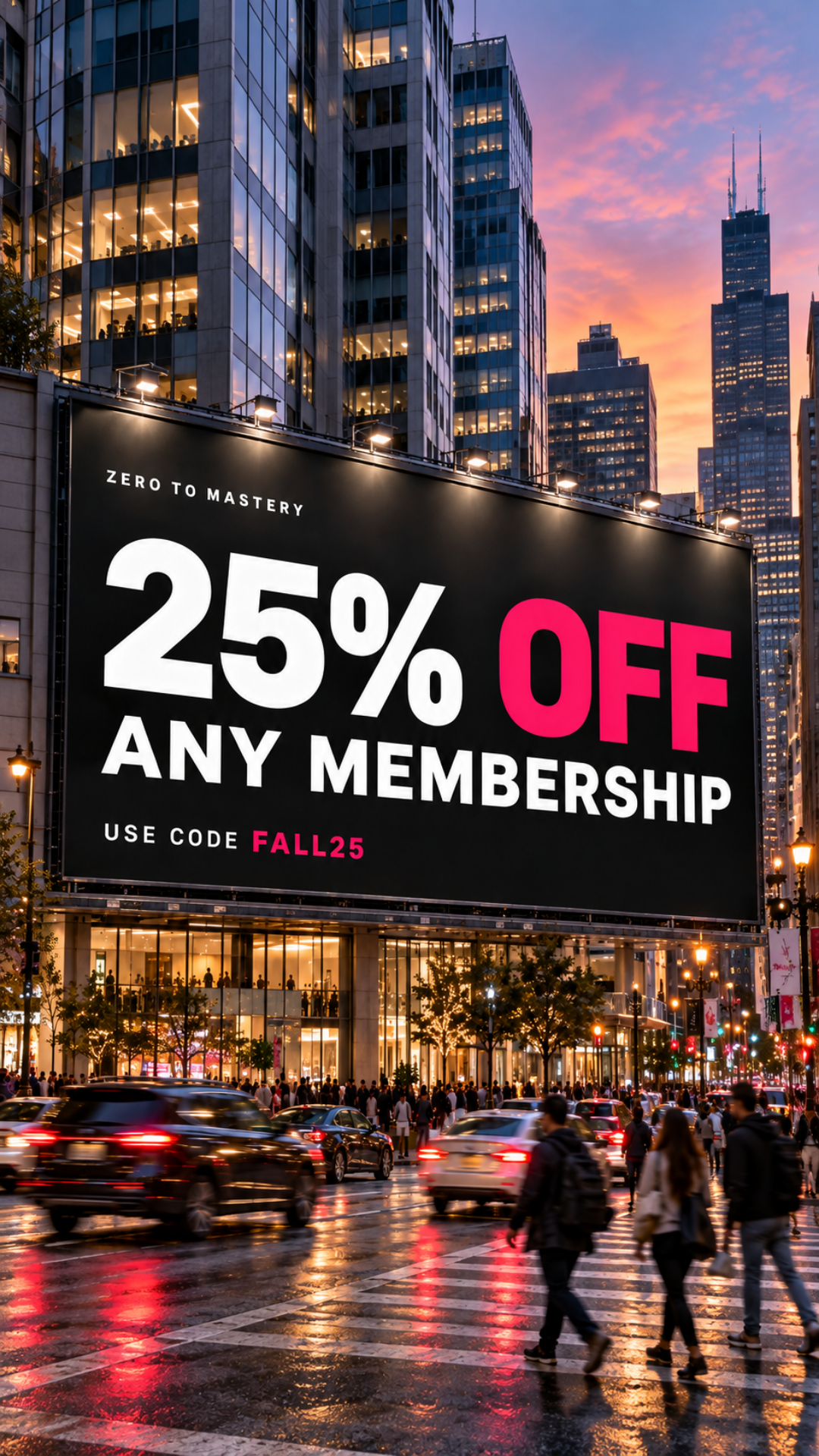 Zero To Mastery Facebook ad: 25% OFF ANY MEMBERSHIP