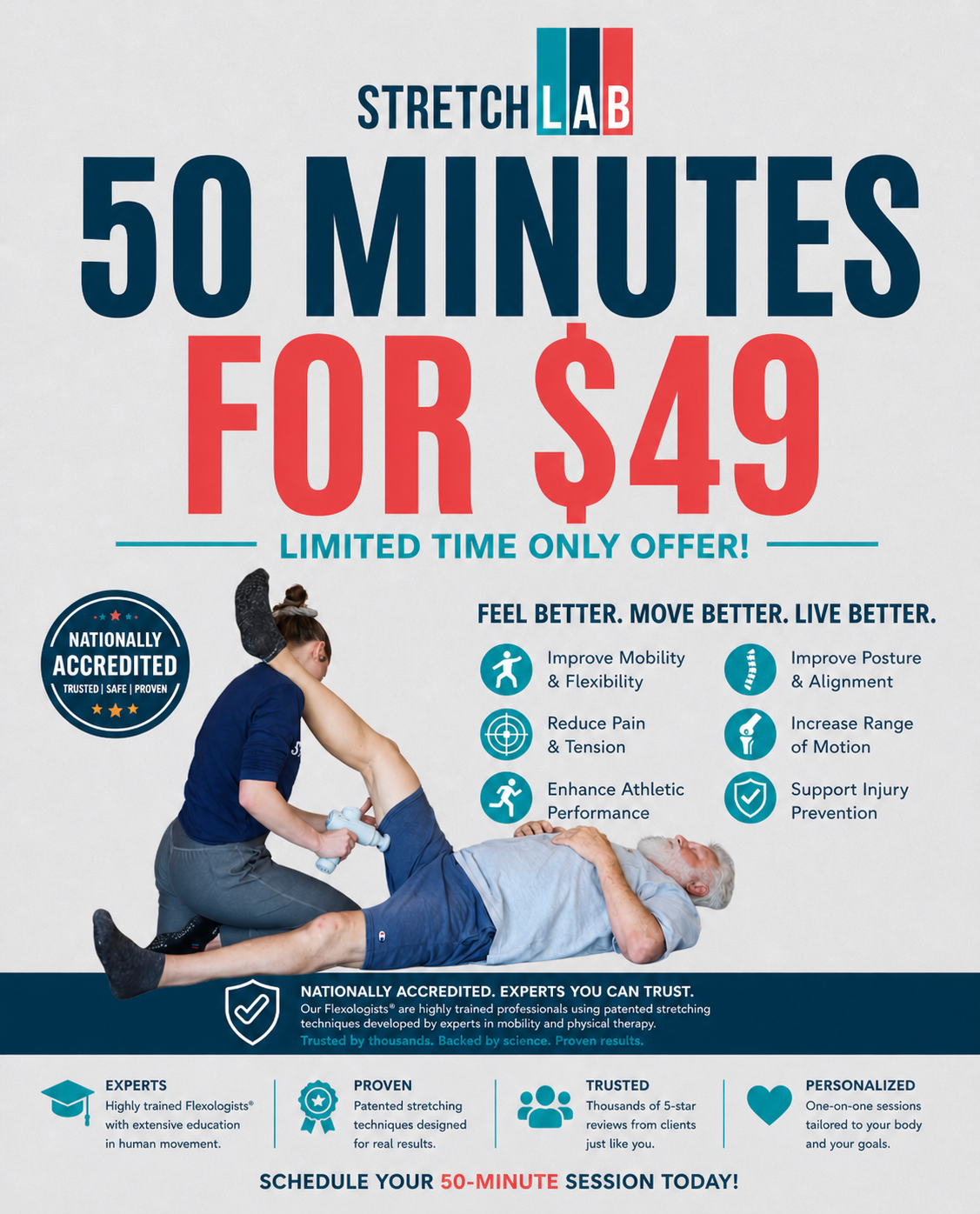 StretchLab Facebook ad: Claim Your $49 First Stretch!