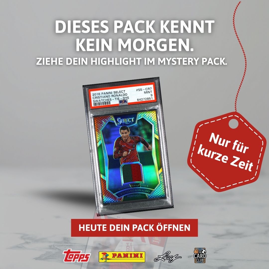 The Card Club Facebook ad: Messi oder Ronaldo in JEDEM Pack