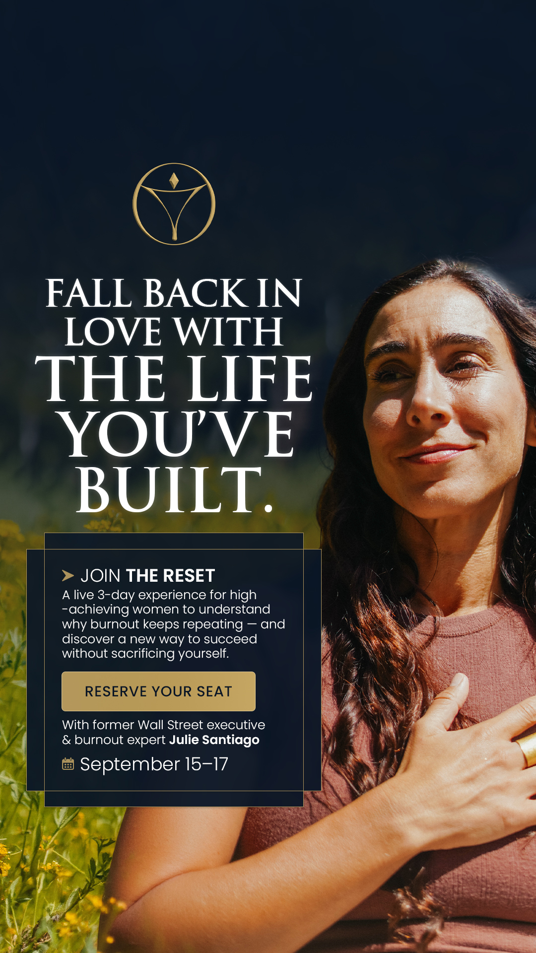 Julie Santiago Facebook ad: A Live Burnout Reset For High-Achievers