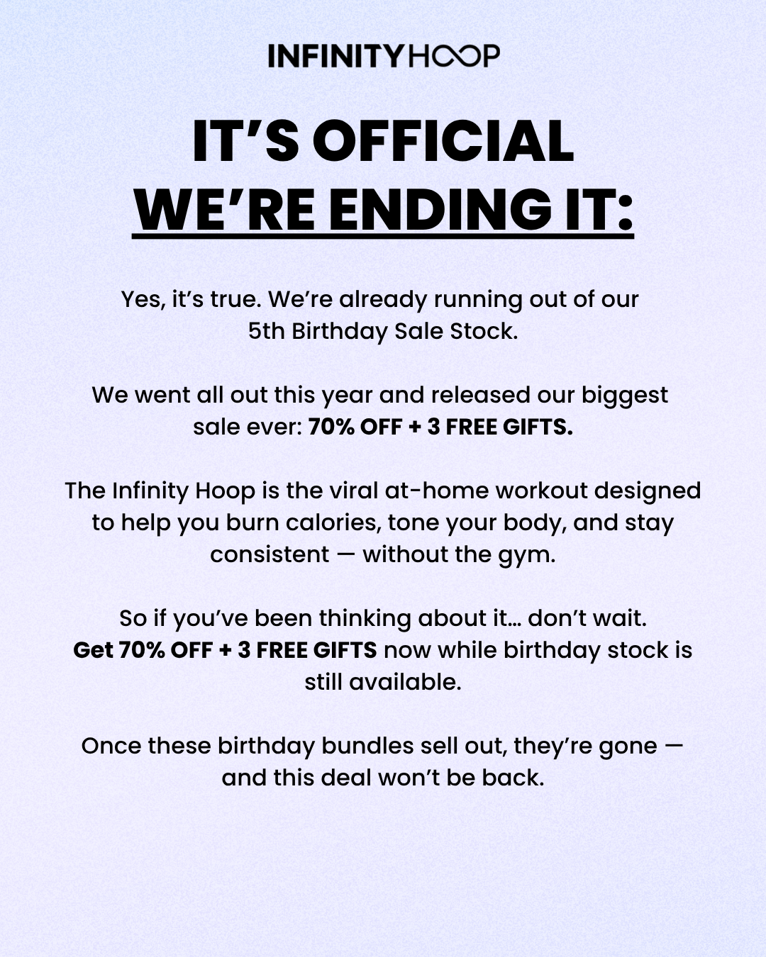 Infinity Hoop US Facebook ad: Shrink & Tone Your Arms In 10 Minutes / Day