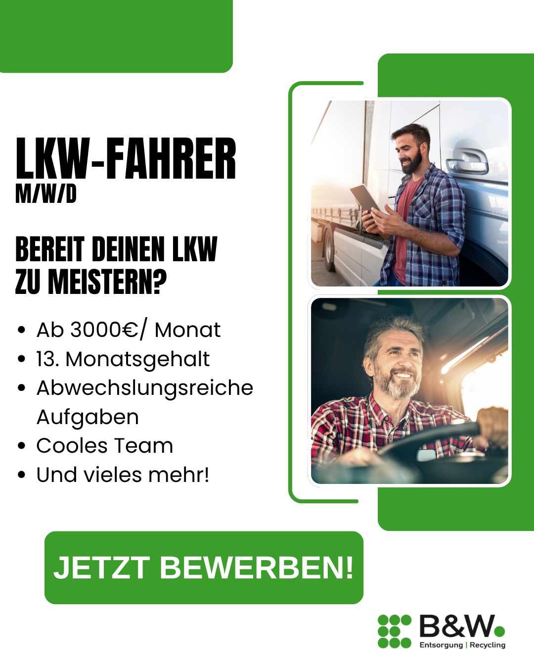 Baensch & Wippersteg GmbH Facebook ad: LKW-Fahrer (m/w/d) in Stuhr gesucht!