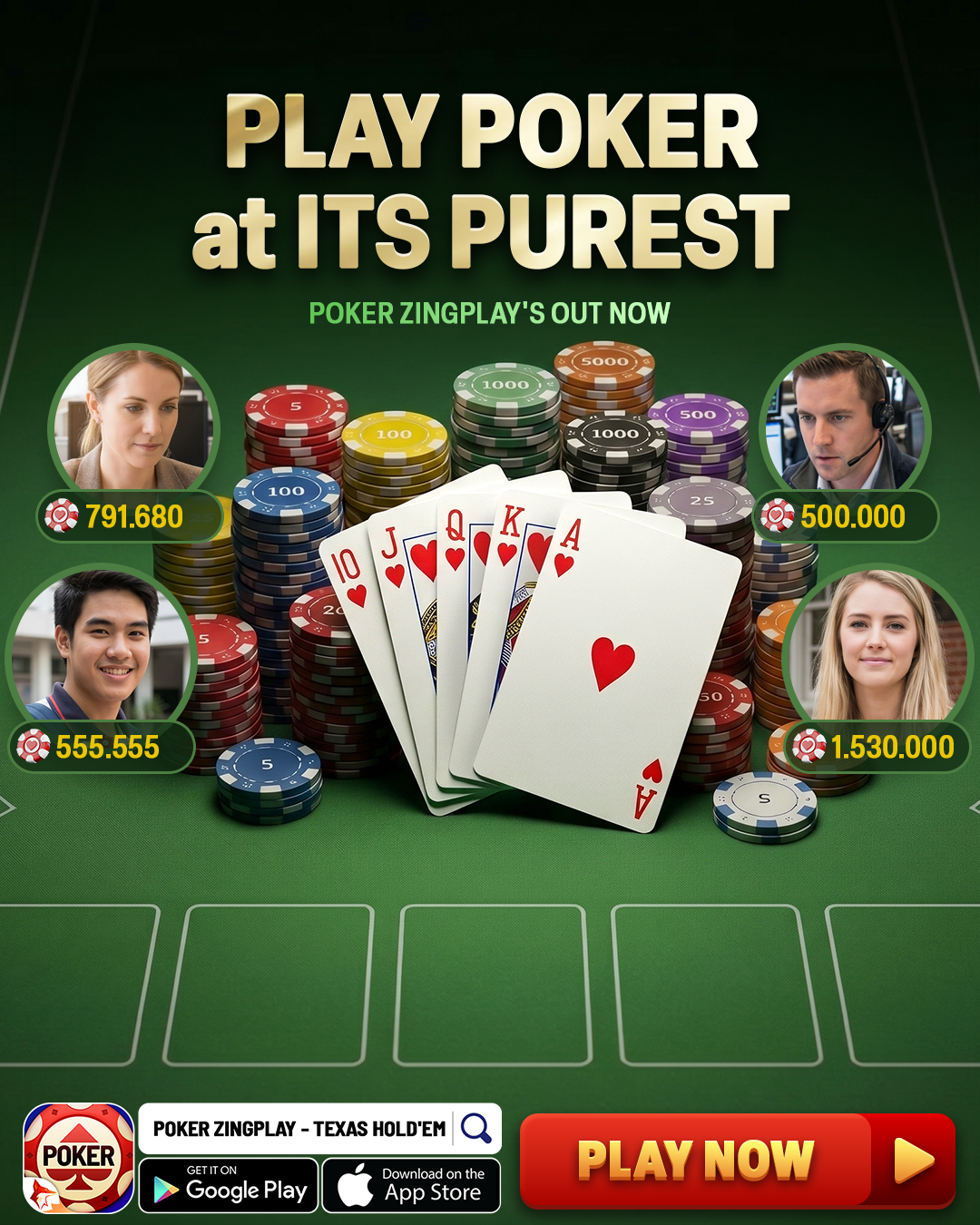 Poker ZingPlay - Texas Hold'em Facebook ad