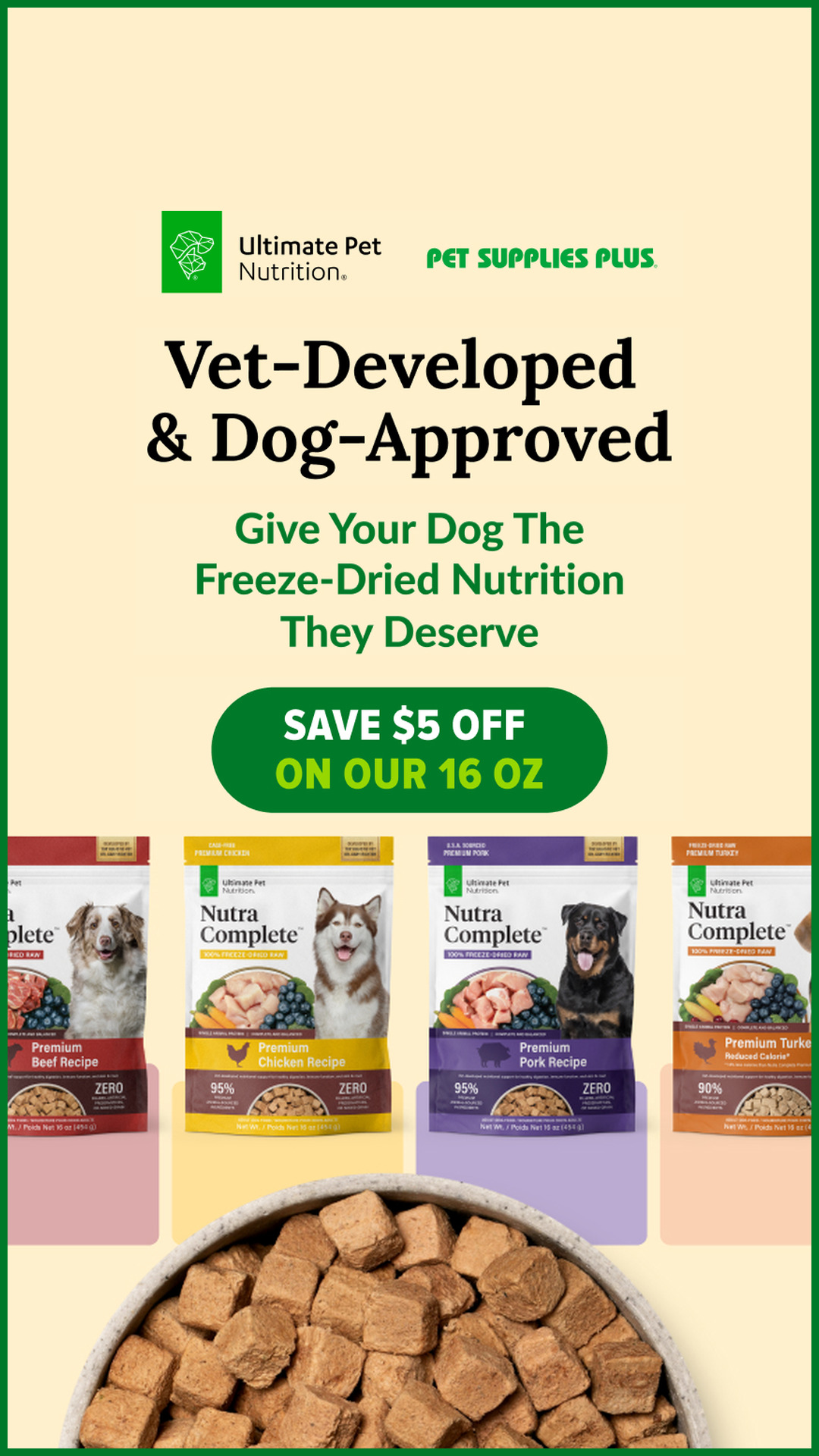 Pet Supplies Plus Facebook ad: Save $5 on Nutra Complete