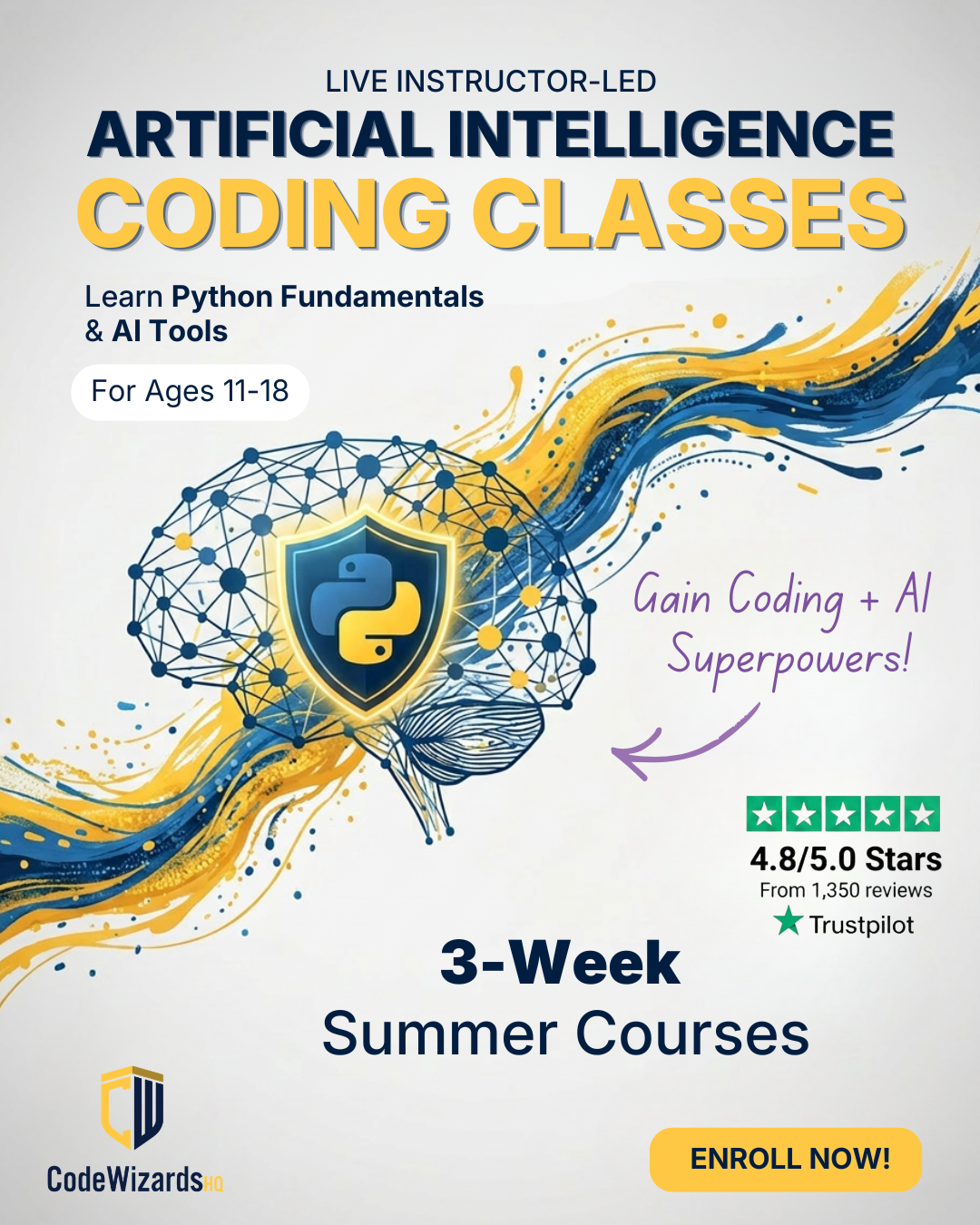CodeWizardsHQ Facebook ad: Python + AI Coding Classes