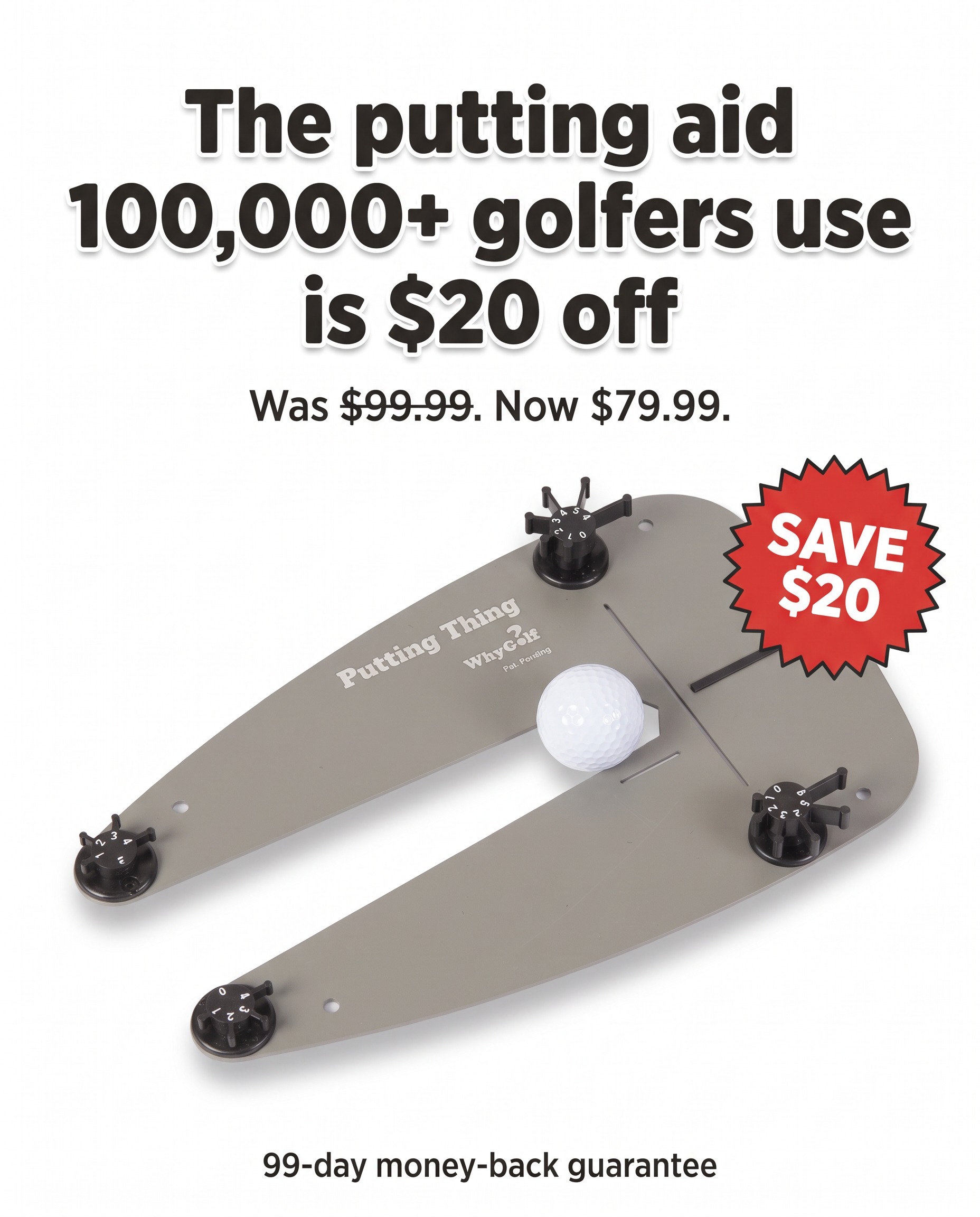 WhyGolf Facebook ad: Train a Square Face at Home