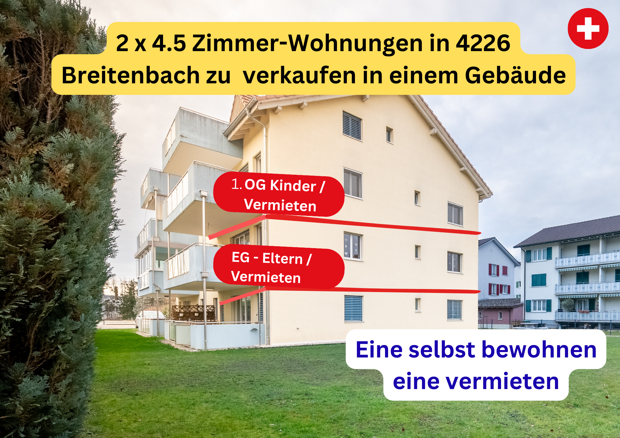 Immano Facebook ad: 2 x 4.5 Zimmer-Wohnung in Breitenbach. Exposé anfordern.