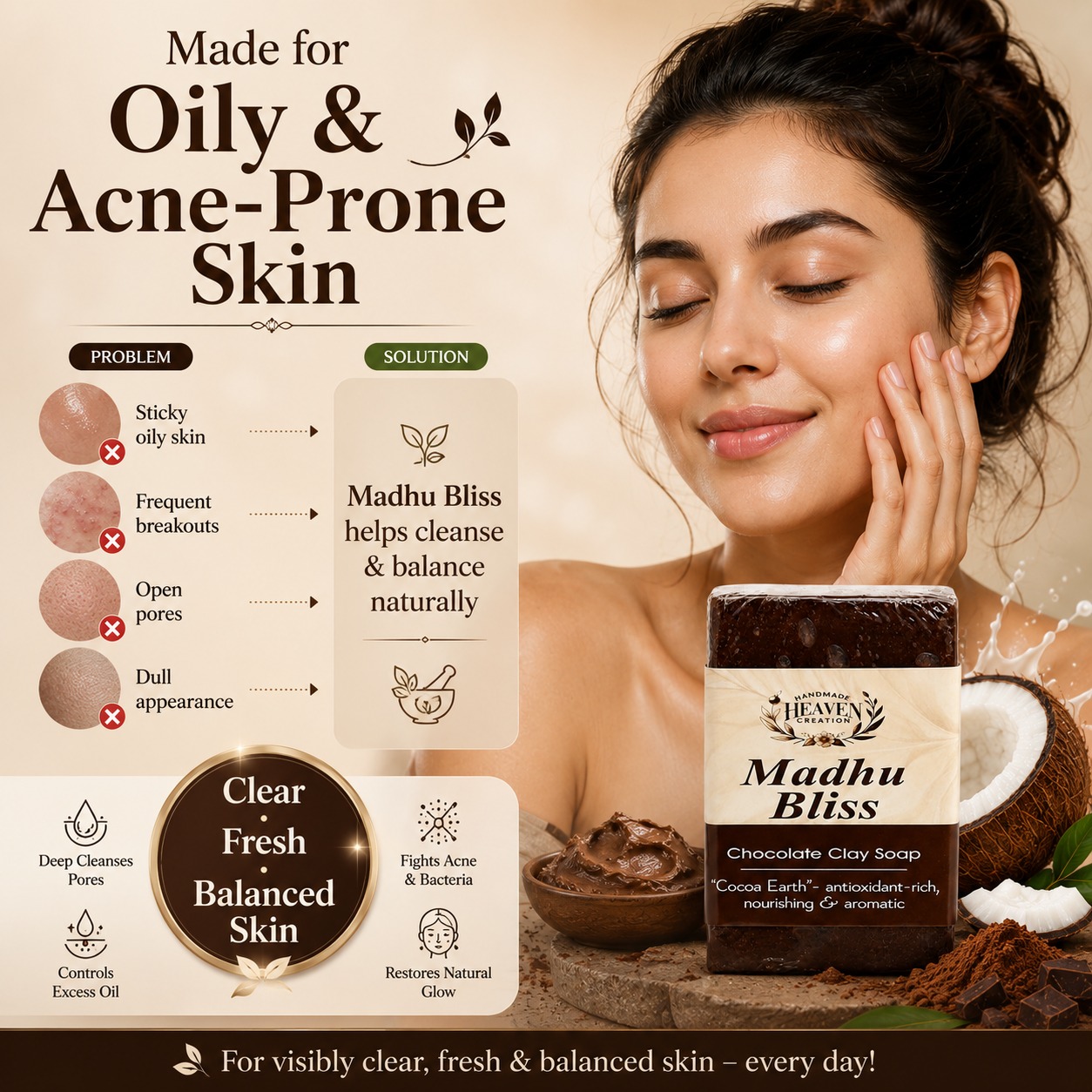 Handmade Heaven Creation Facebook ad: Your oily skin doesn't need harsh chemicals-it needs…