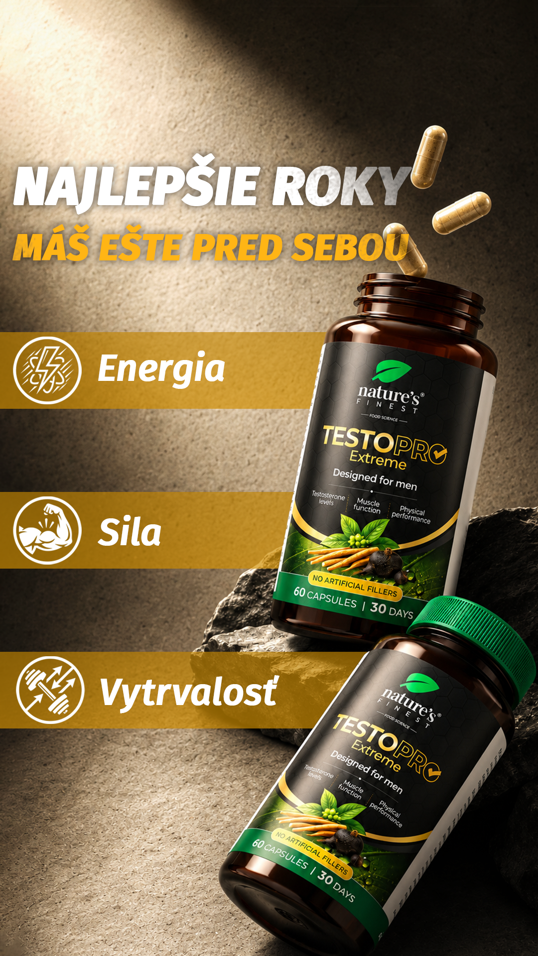Nature's Finest Slovensko Facebook ad: Udržuj svoj T-hormon silný!