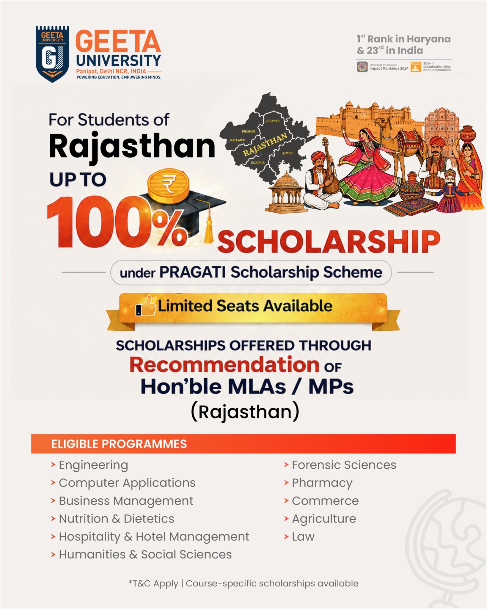 Geeta University Facebook ad: Rajasthan Students - Apply Now
