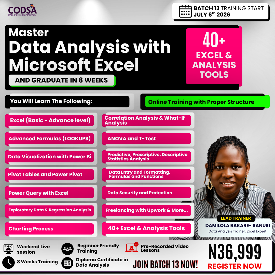 Damilola Bakare-Sanusi Facebook ad: Join Batch 13 Now! Training Start July 6