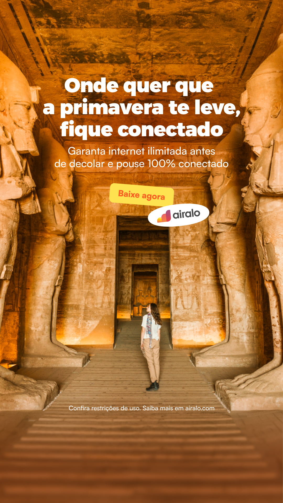 Airalo Global eSIM Store Facebook ad: Internet assim que você pousa