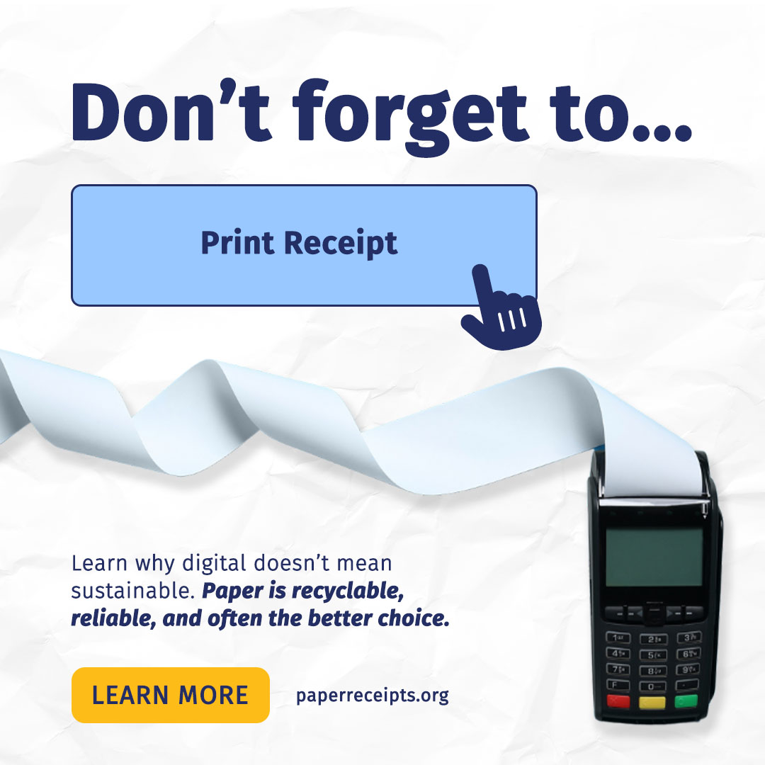 Paper Receipts Converting Association Facebook ad: Proven. Effective. Secure. Sustainable. Recyclable.