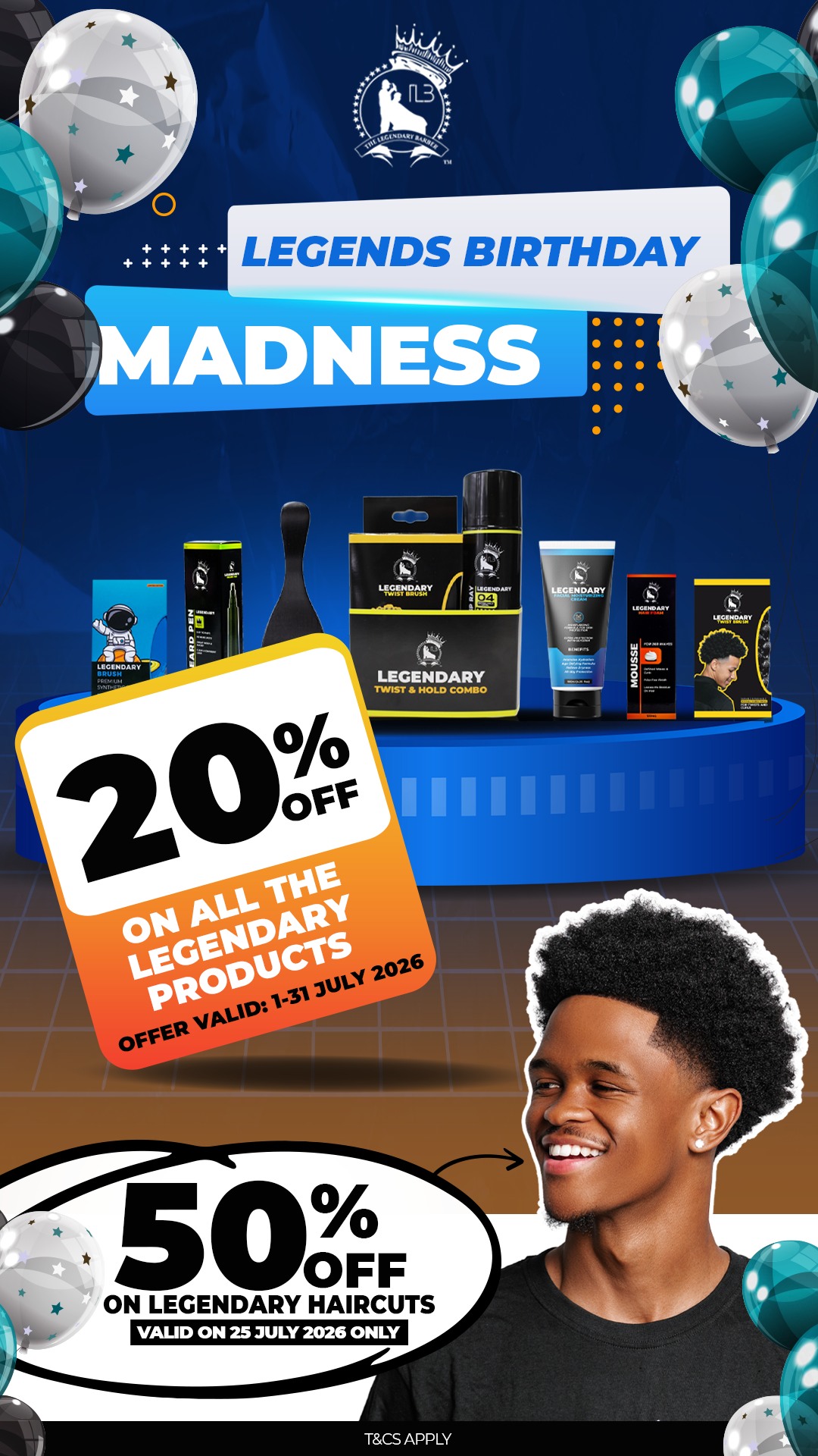 Legends Barbershop Springs POD Facebook ad: IT'S OUR BIRTHDAY!