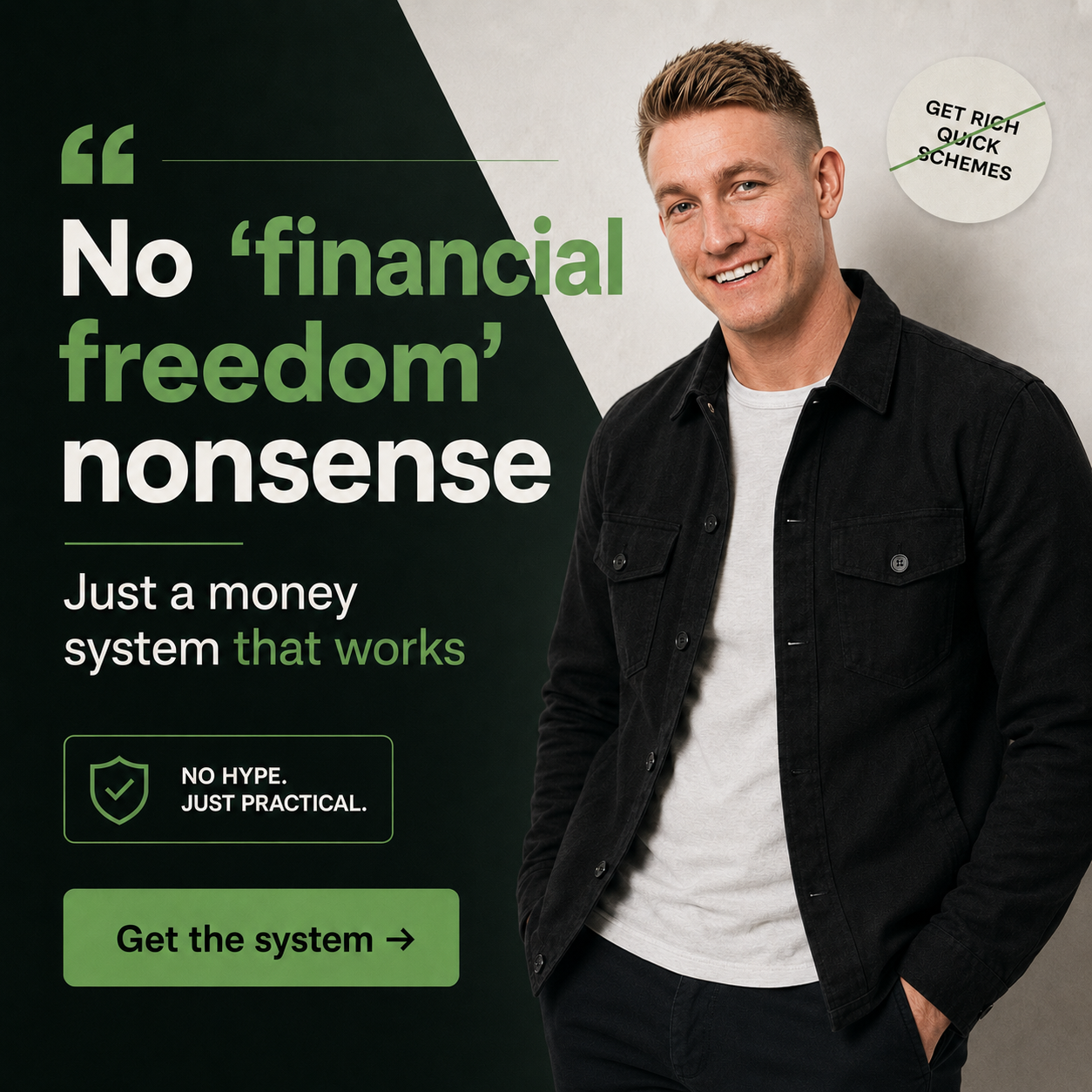 Money Coach Joe Facebook ad: Financially Savvy, Elite Money Management System