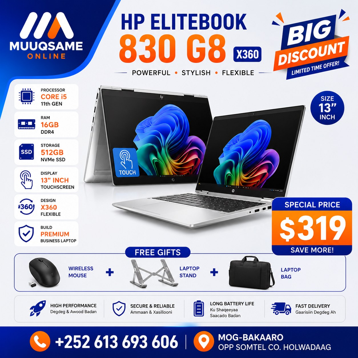MuuQsame Tech Facebook ad: BIG DISCOUNT, 4 LAPTOP OO AAN SI GAAR…