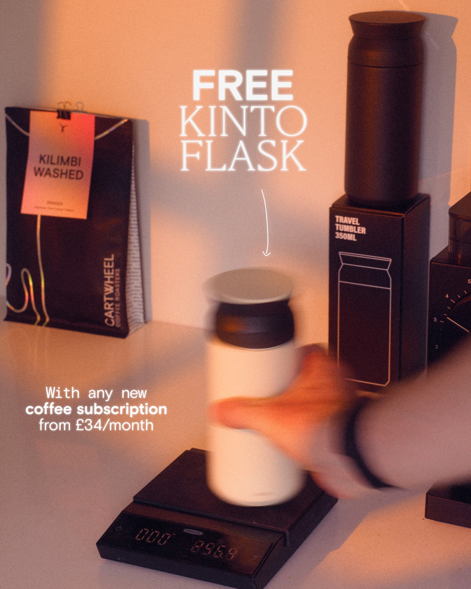 Cartwheel Coffee Roasters Facebook ad: Free Kinto Travel Tumbler