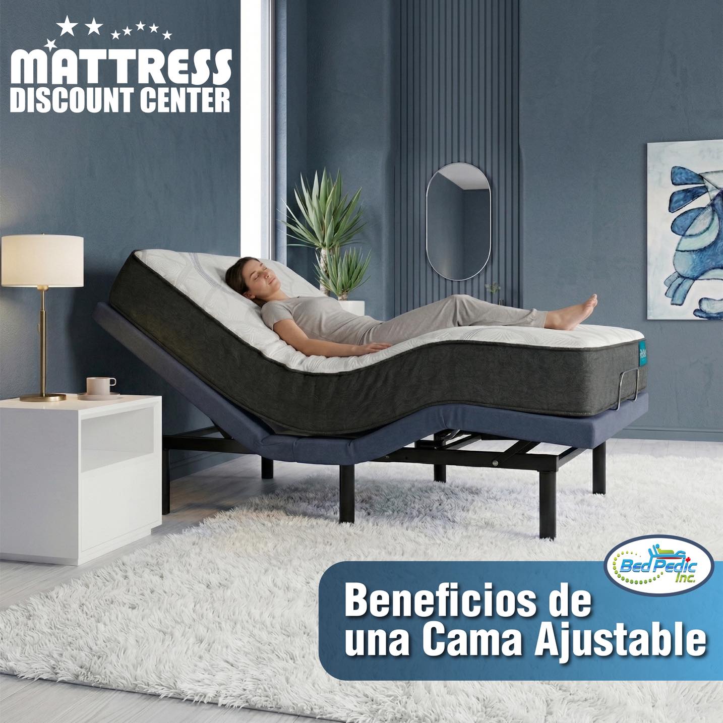 Mattress Discount Center Facebook ad: Duerme mejor hoy.