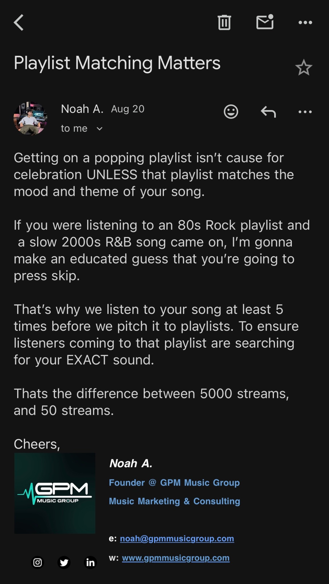 GPM Music Group Facebook ad