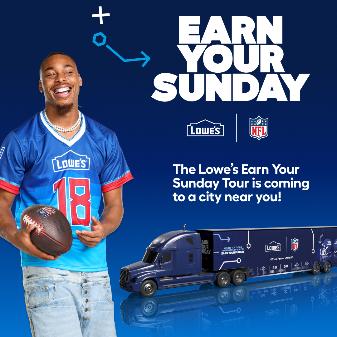 Lowe's Home Improvement Facebook ad: Earn Your Sunday Tour's back