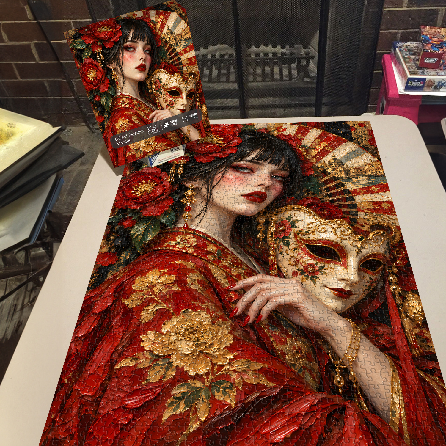 Pickforu Facebook ad: Gilded Blossom Masque Jigsaw Puzzle 1000 Pieces