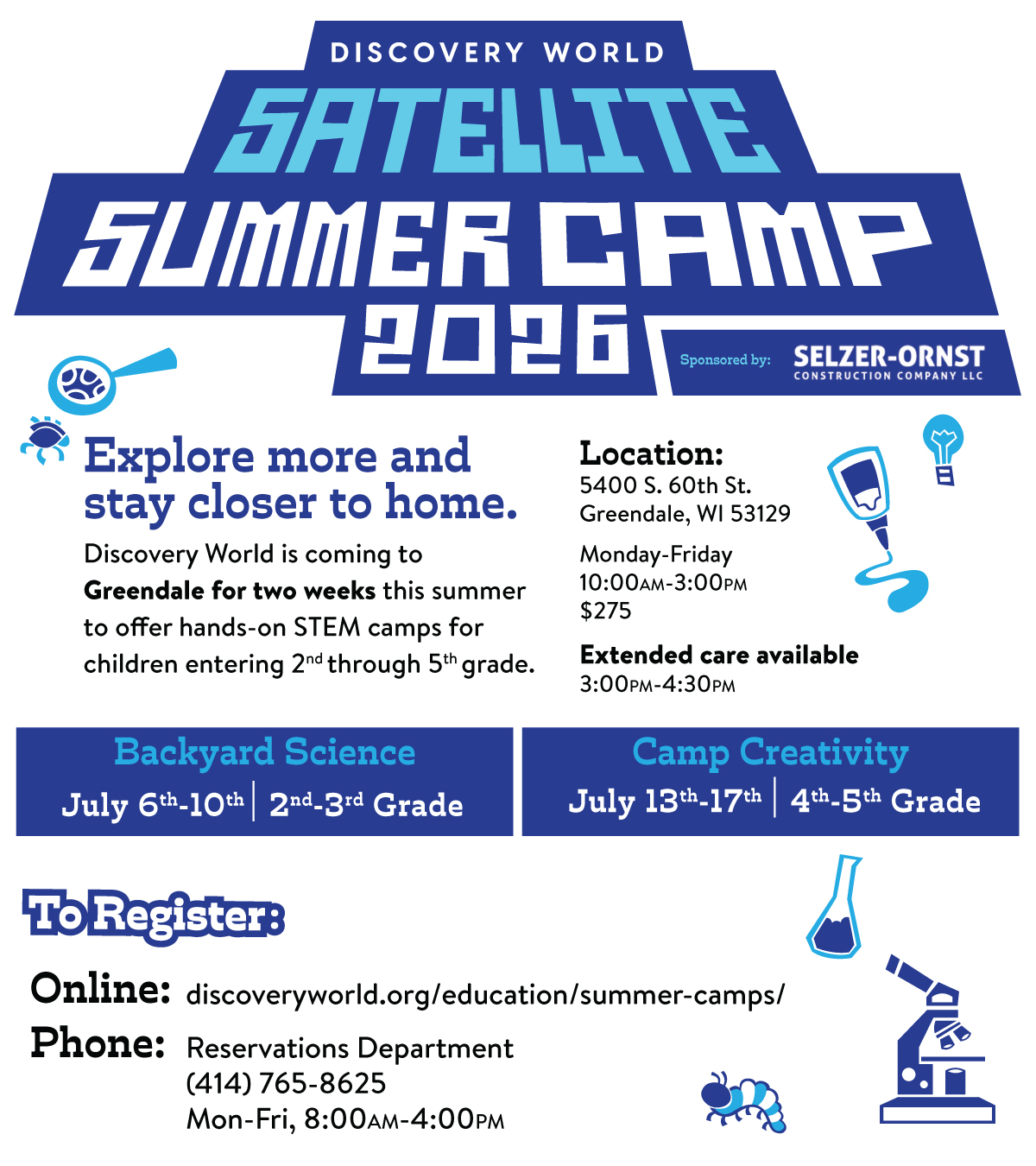 Discovery World Facebook ad: JUST ANNOUNCED! Discovery World Satellite Summer Camp in…