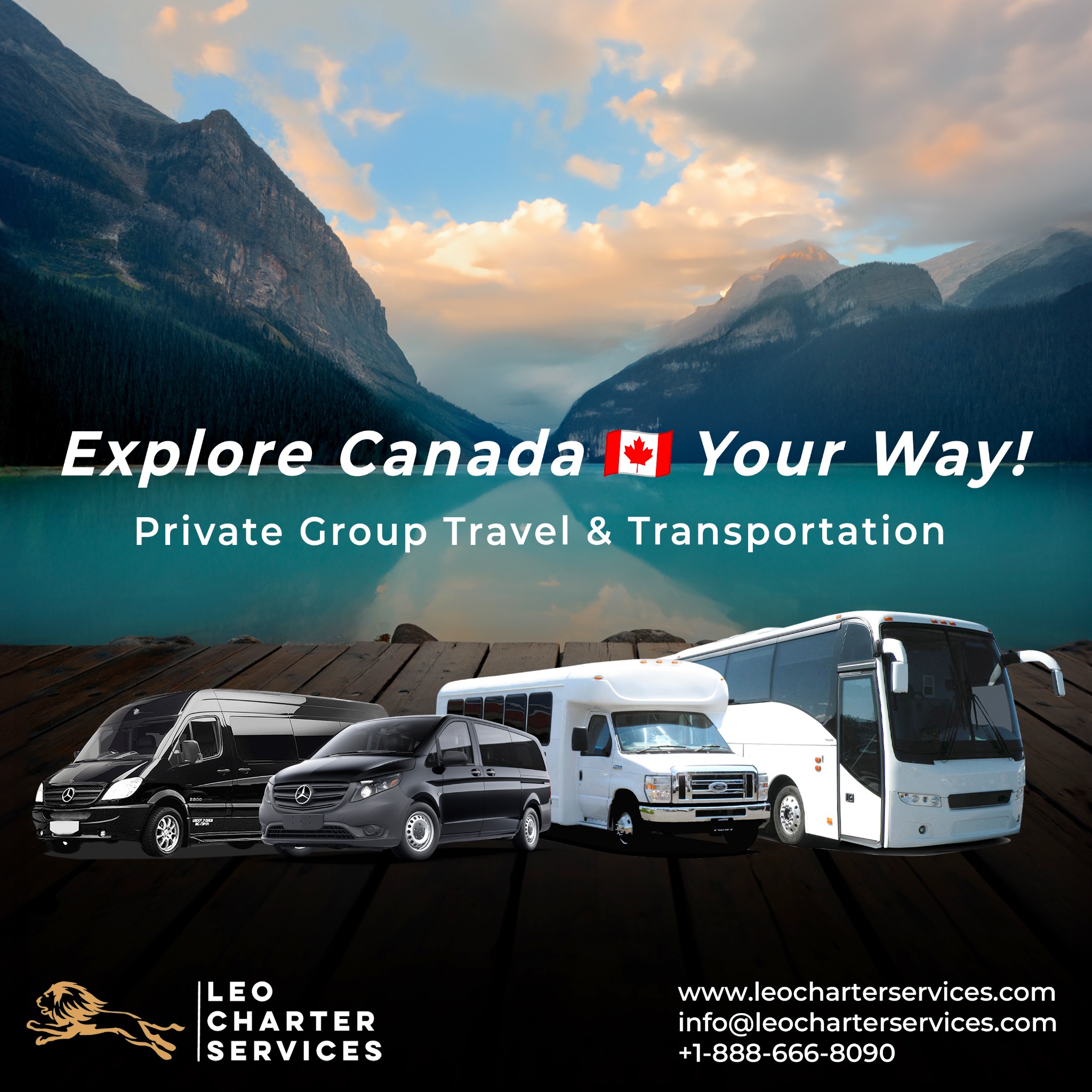 Leo Charter Services Facebook ad: Inquire / Book online for your customized group…