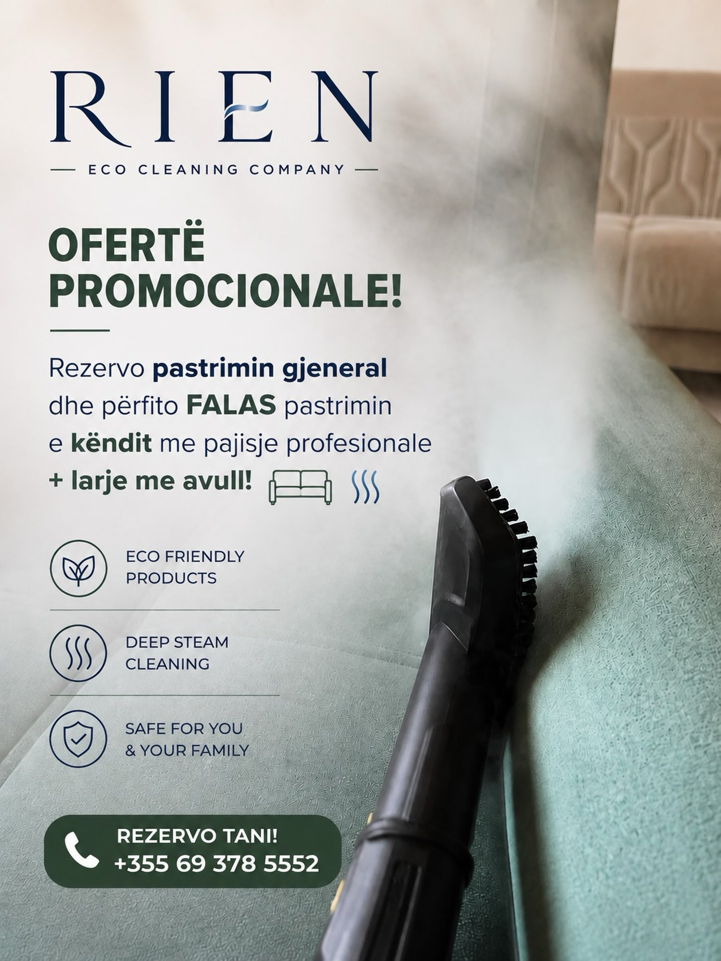 RIEN Eco Cleaning Facebook ad: Përfito nga oferta duke rezervuar deri në fund…