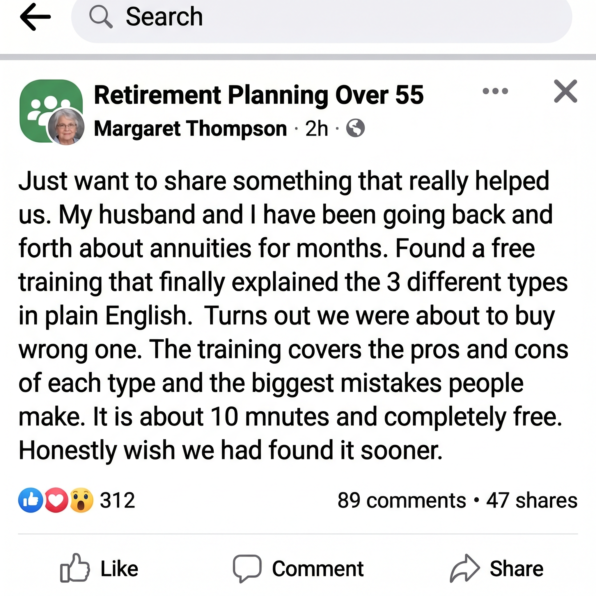 Retire Ready Facebook ad