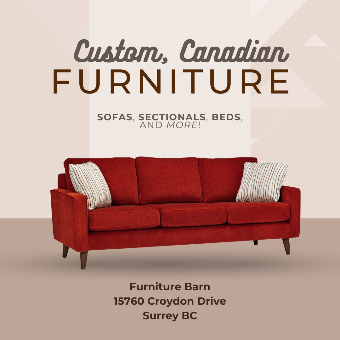 Furniture Barn Facebook ad: Transform your space with custom Canadian-made furniture!