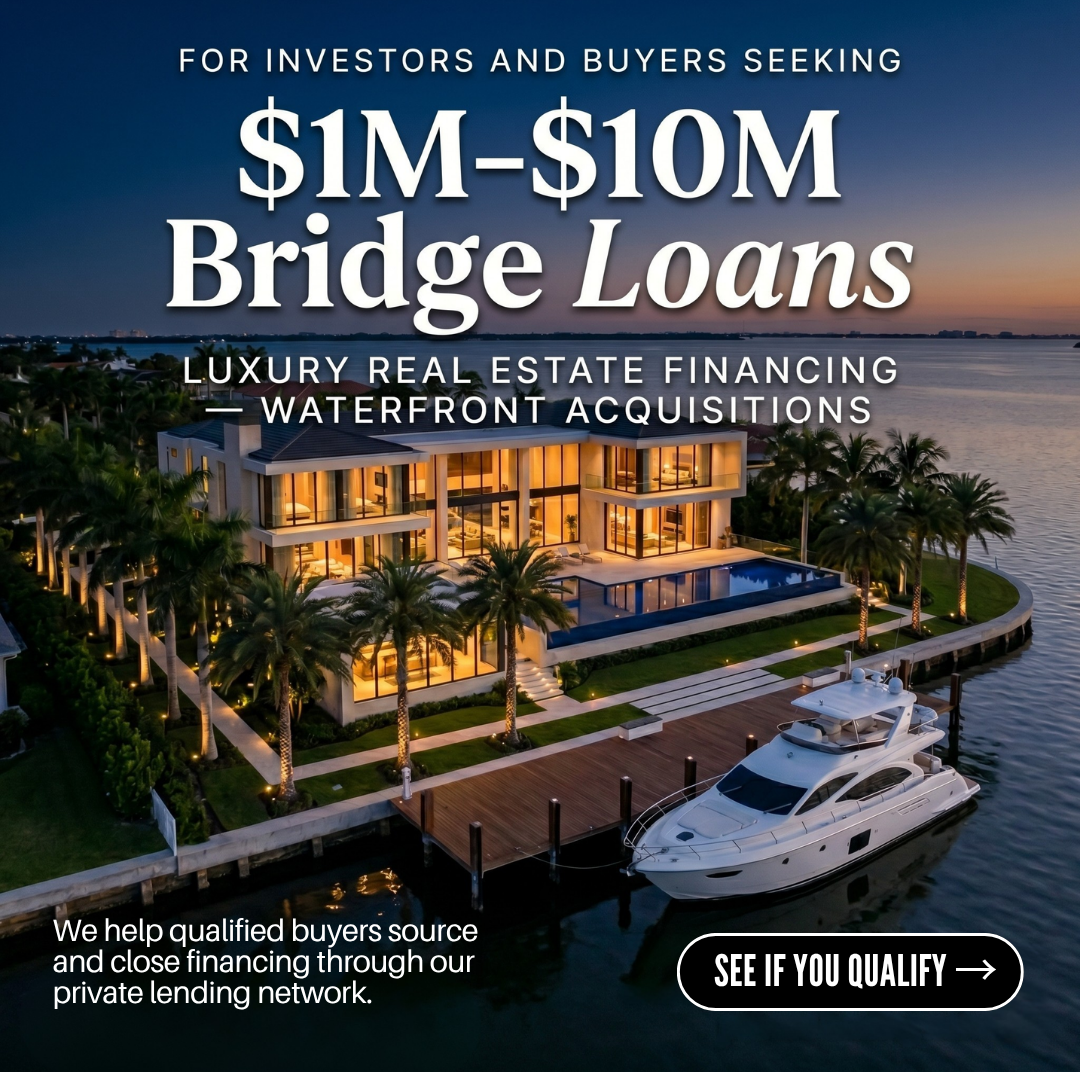 Bridge Lending Capital Facebook ad: $1M-$10M Bridge Loans for Luxury Developments