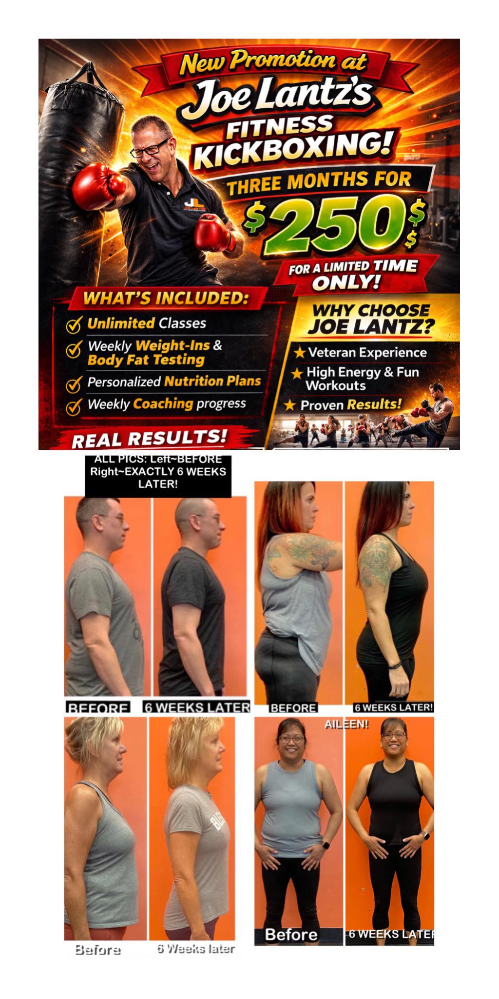 Joe Lantz's Fitness Kickboxing Facebook ad