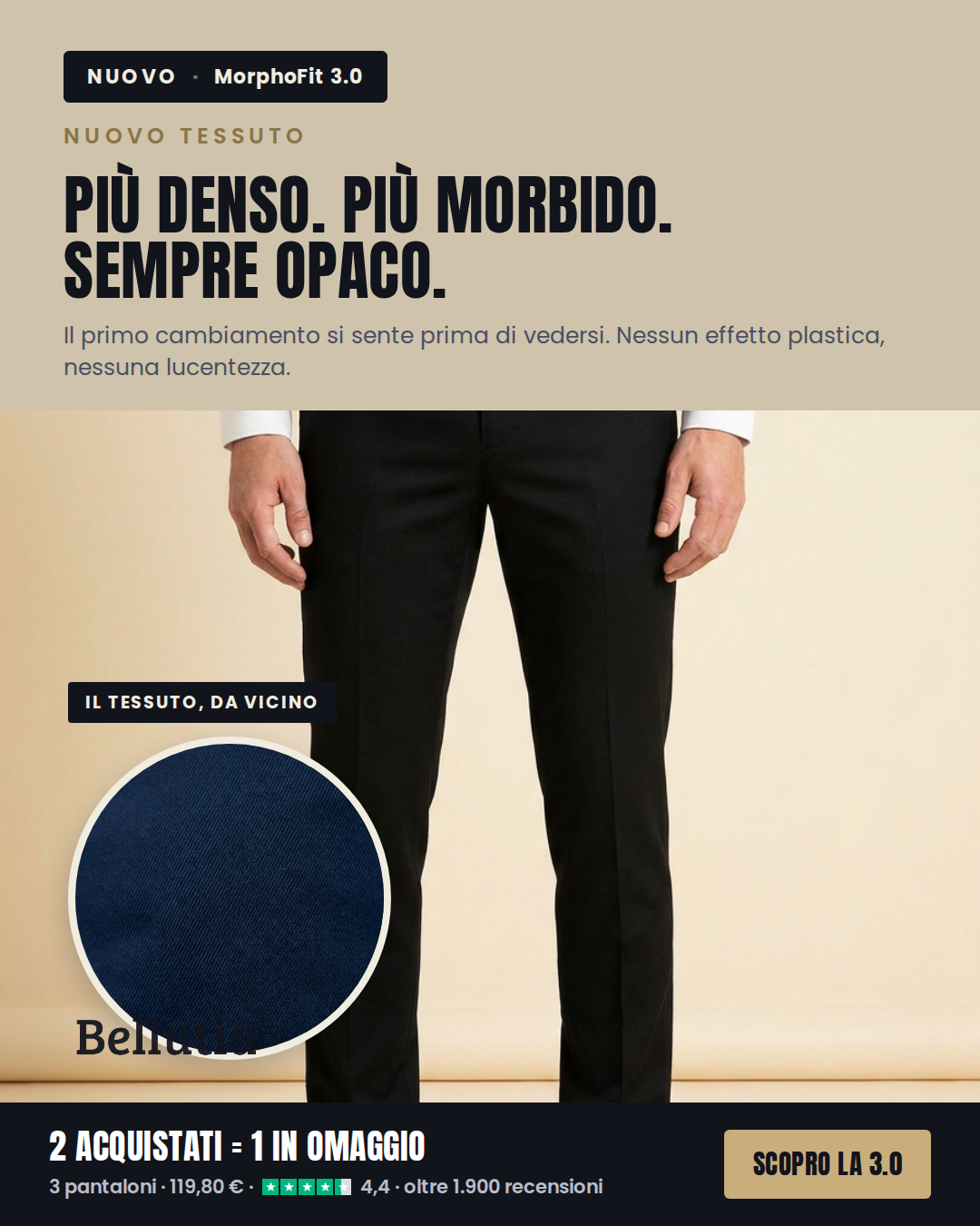 Bellutia Italia Facebook ad: Più denso. Più morbido. Sempre opaco.