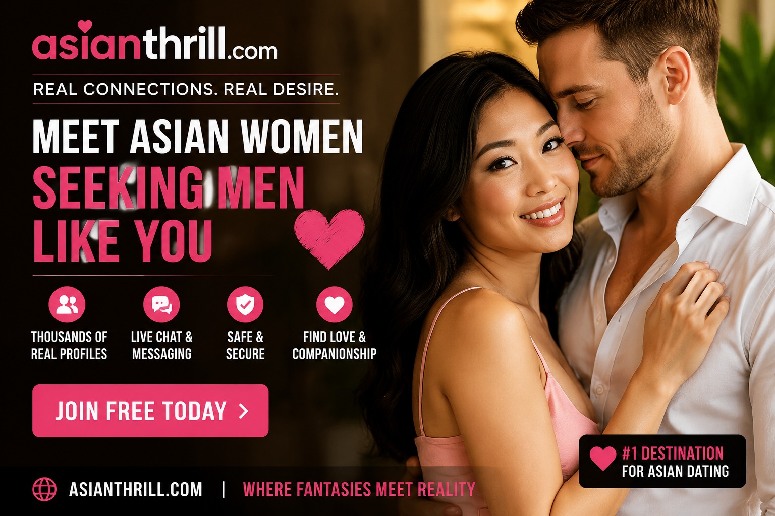 AsianThrill Dating Facebook ad: Free Sign Up, No Credit Card Required.