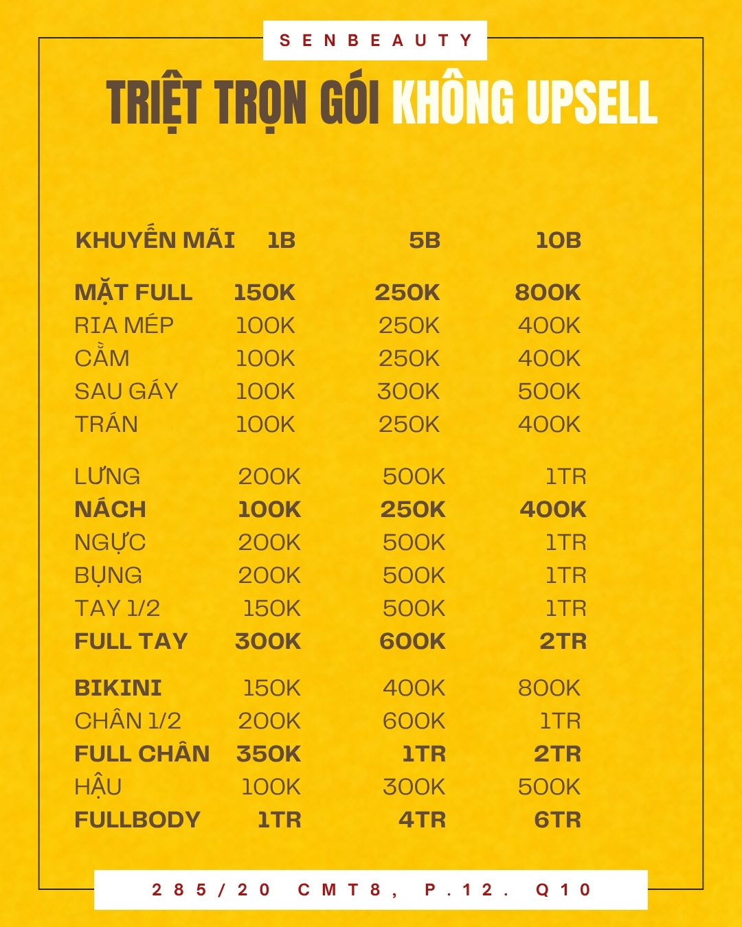 Beauty by Sen Facebook ad: Triệt thoải mái không phiền toái, không upsell…