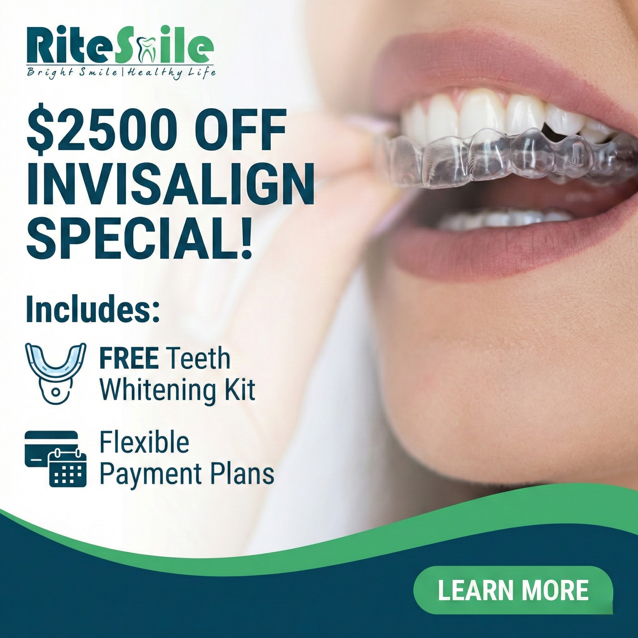 RiteSmile Dental Facebook ad: New Jersey Special: $2,500 OFF Invisalign + FREE Teeth…