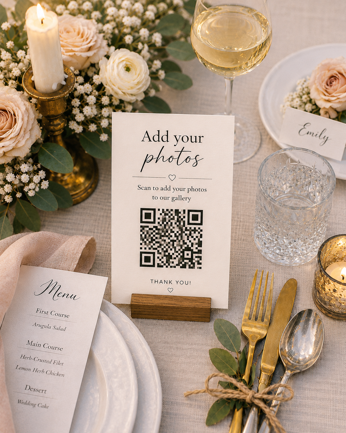 Gather & Group - Wedding Guest Photo Sharing Facebook ad: A QR code for all your wedding photos.
