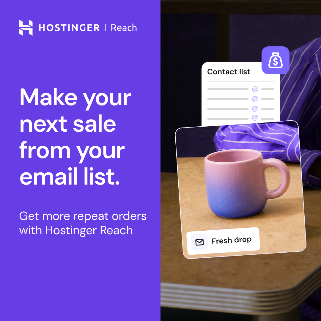 Hostinger Facebook ad: AI-powered email marketing