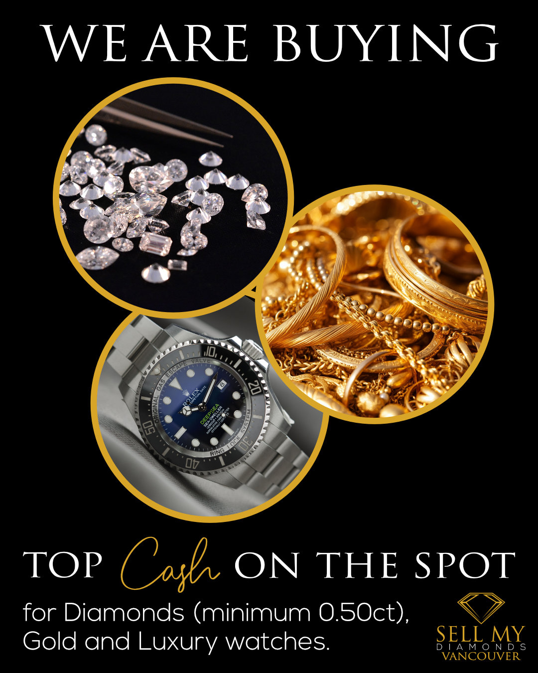 Sell My Diamonds Facebook ad: Sell Diamonds/Gold for cash