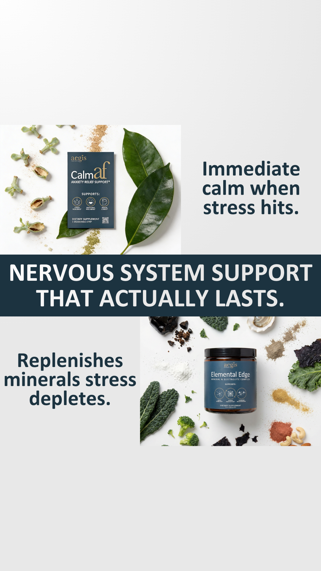 Aegis Formulas Facebook ad: Calm Your Body. Clear Your Head.