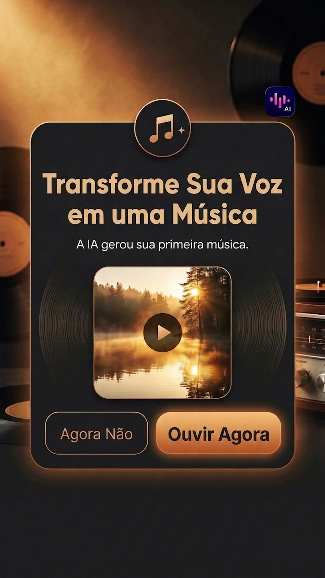 SoundDraw - AI Music Generator Facebook ad: Crie capas com IA usando sua voz.