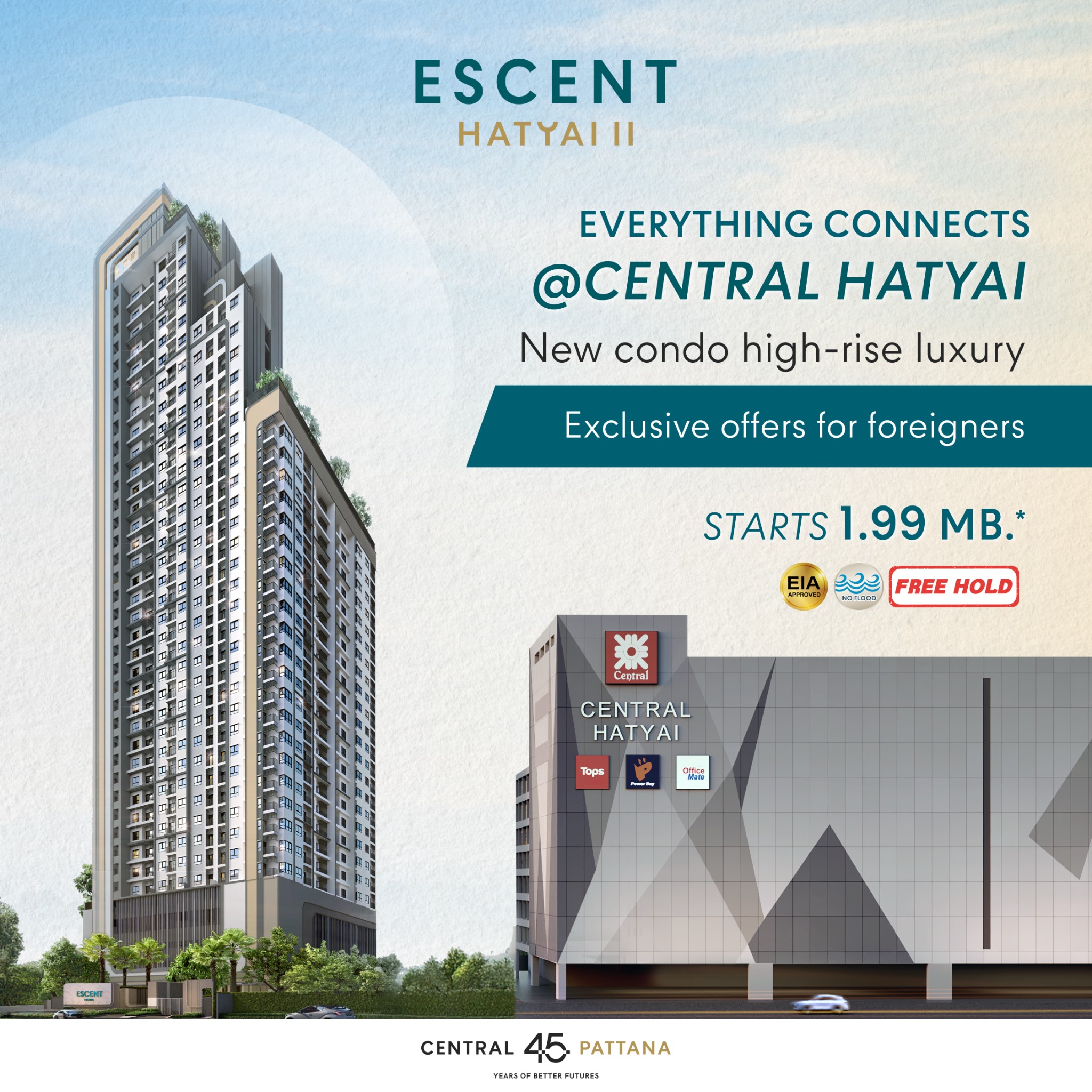 Escent Hatyai II by Central Pattana Facebook ad: Exclusive offers for foreigners
