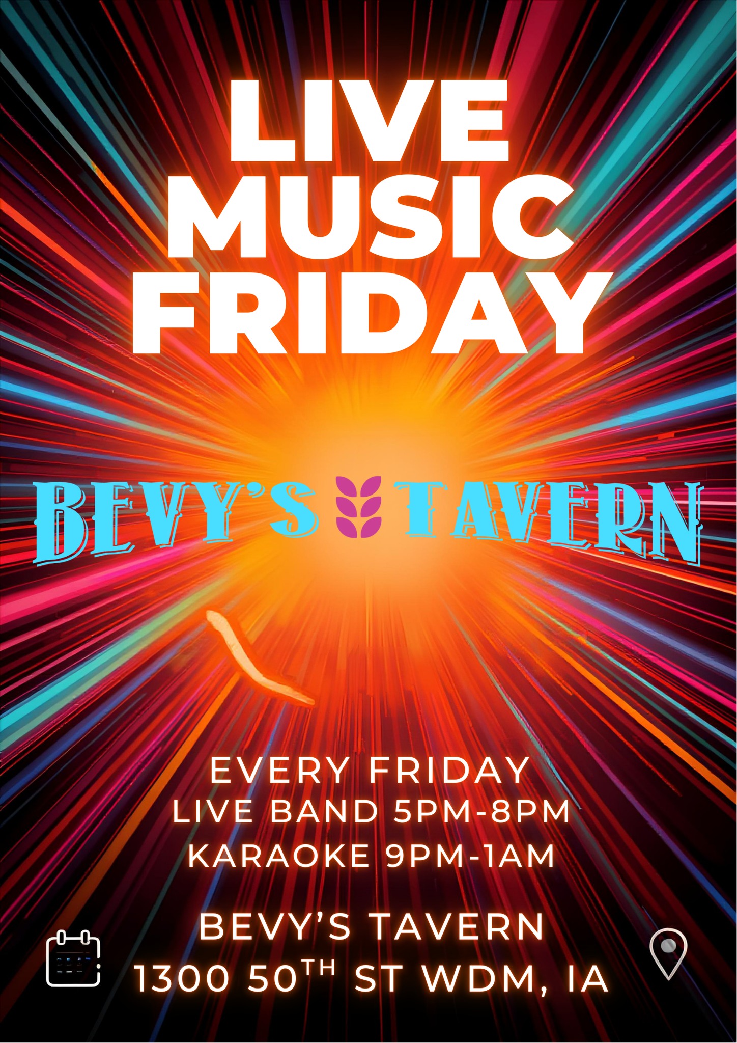 Bevy's Tavern Facebook ad: LIVE MUSIC FRIDAYS at Bevy’s Tavern!