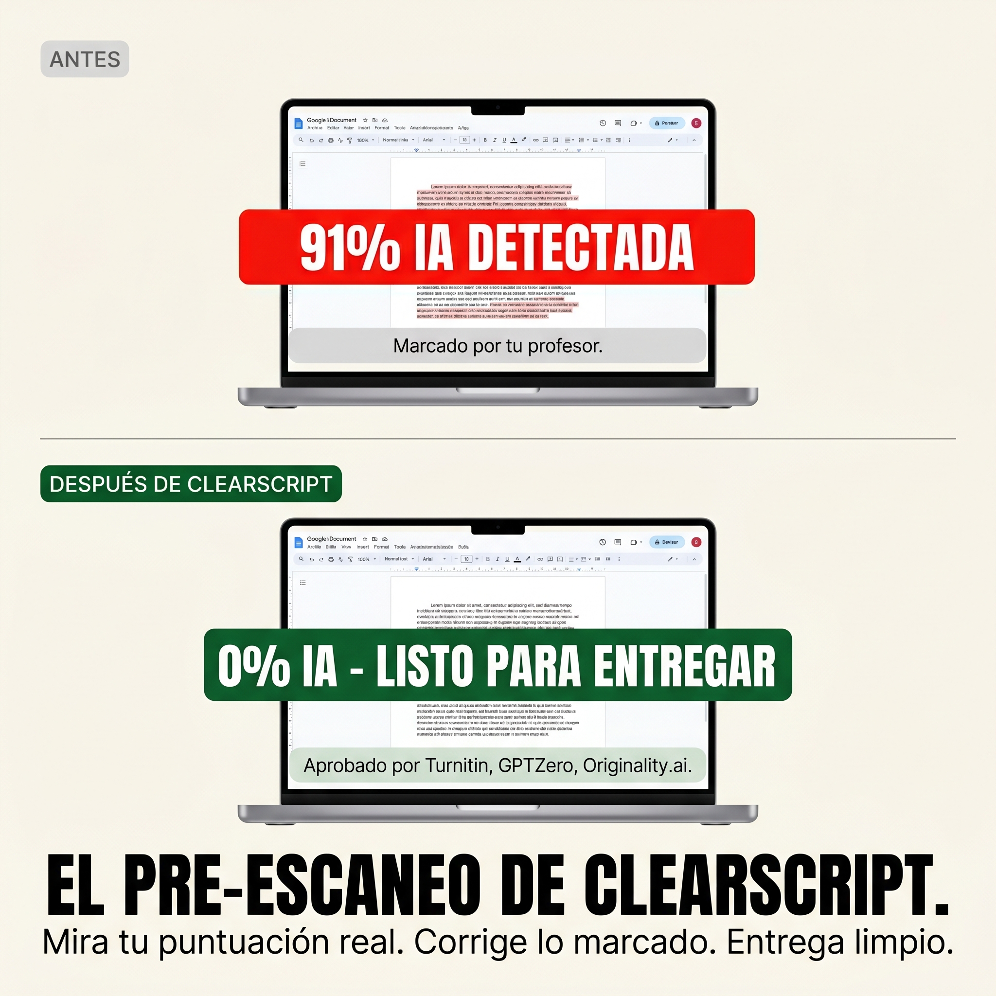 ClearSai Facebook ad: Revisa tu ensayo antes que tu profesor