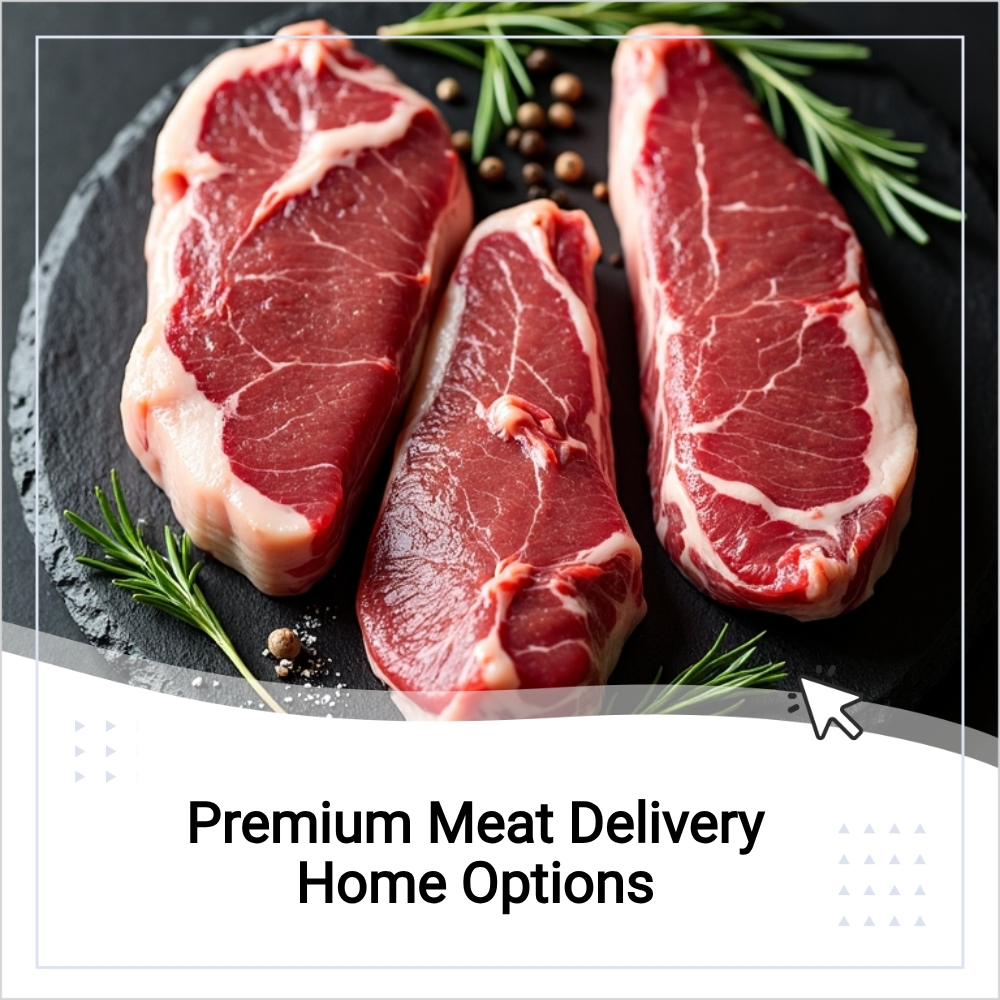 SwiftResults Here Facebook ad: Premium Meat Delivery Home Options.