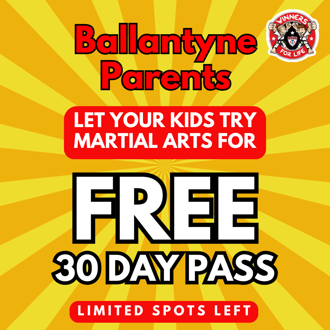 Winners for Life Martial Arts Ballantyne Facebook ad: Confidence & Fun, 30 Days FREE!